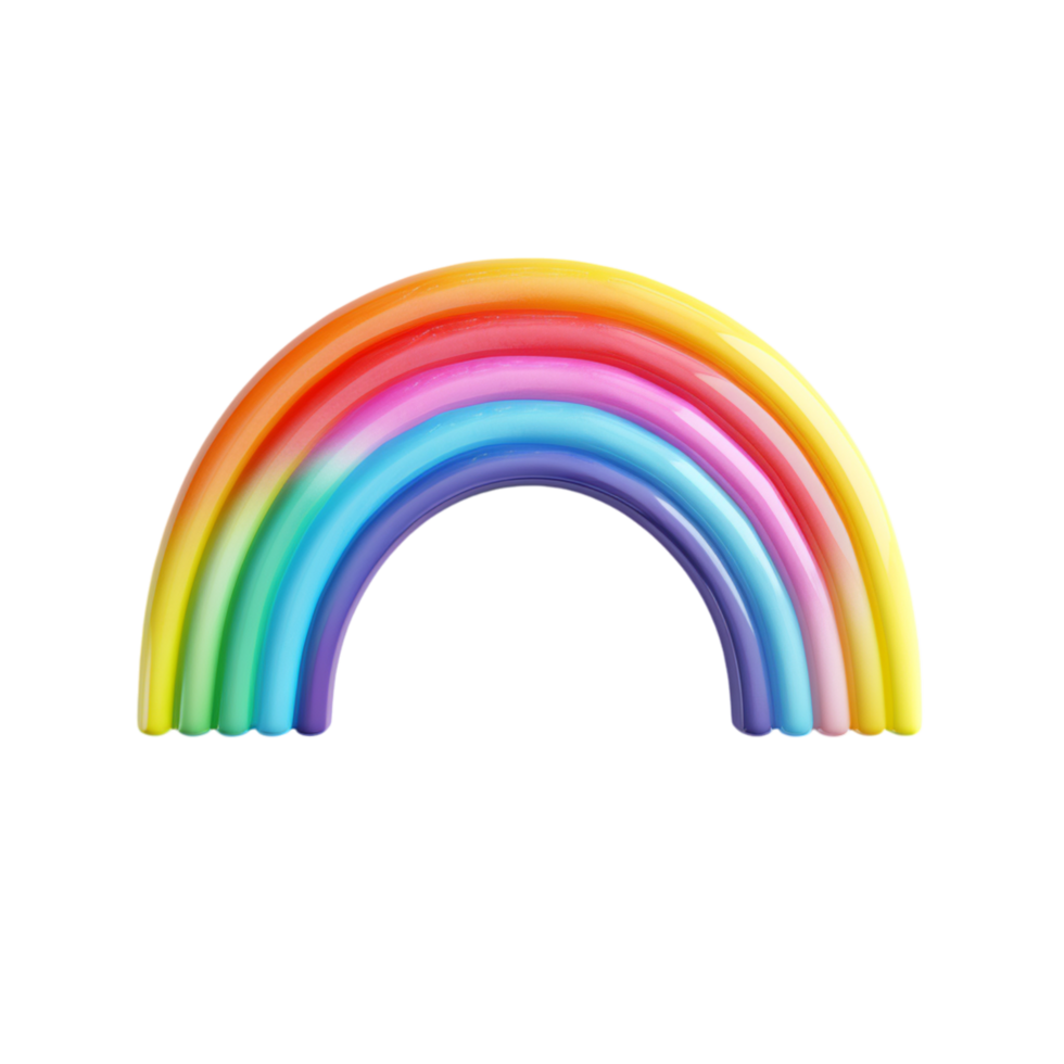 Vibrant rainbow arching over fluffy clouds png