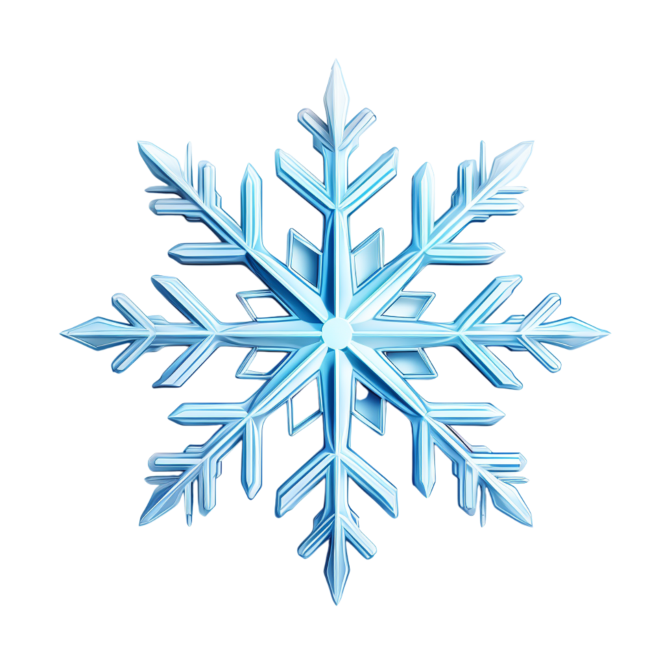 Intricate blue snowflake with symmetrical details png