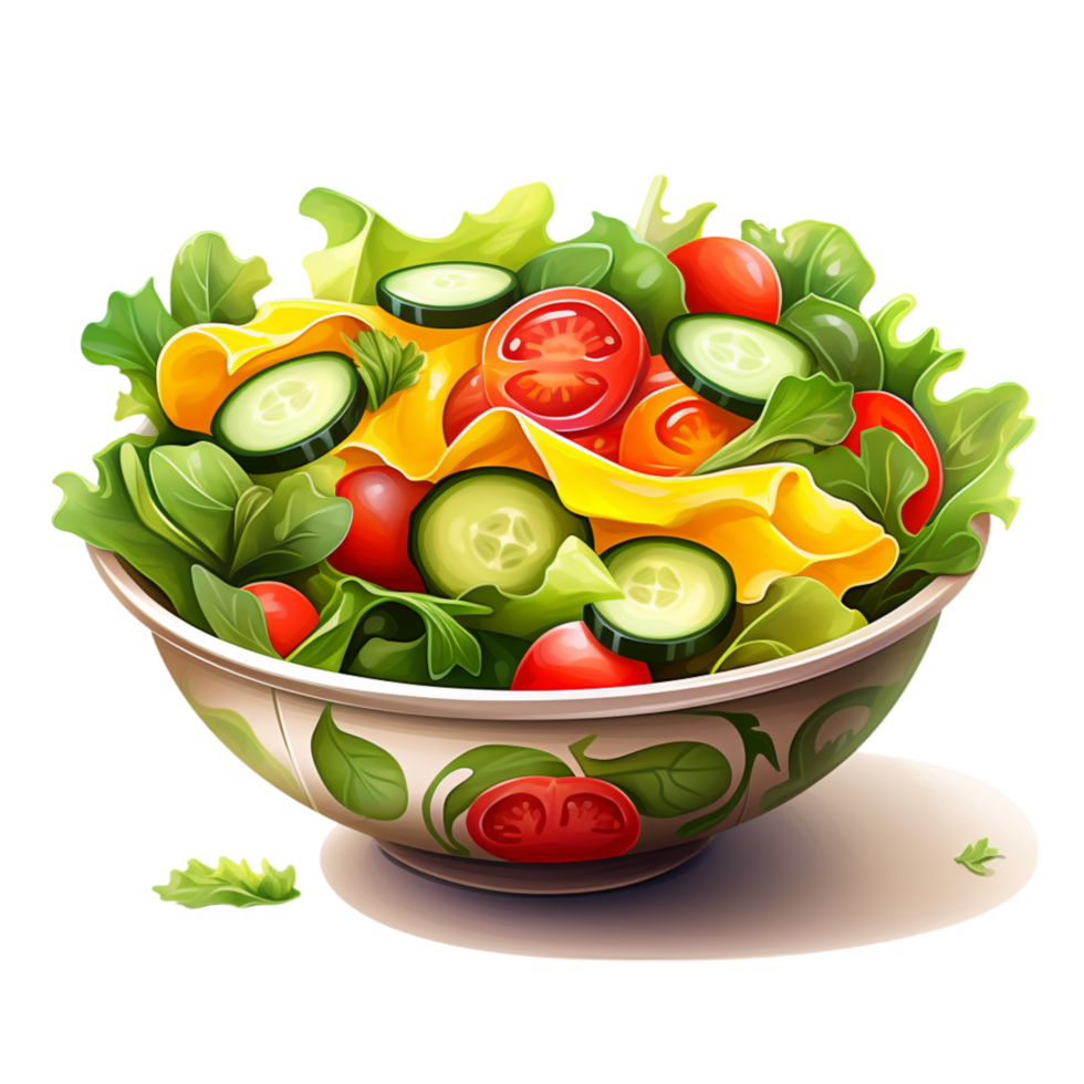 Fresh vegetable salad with crisp lettuce and tomatoes png