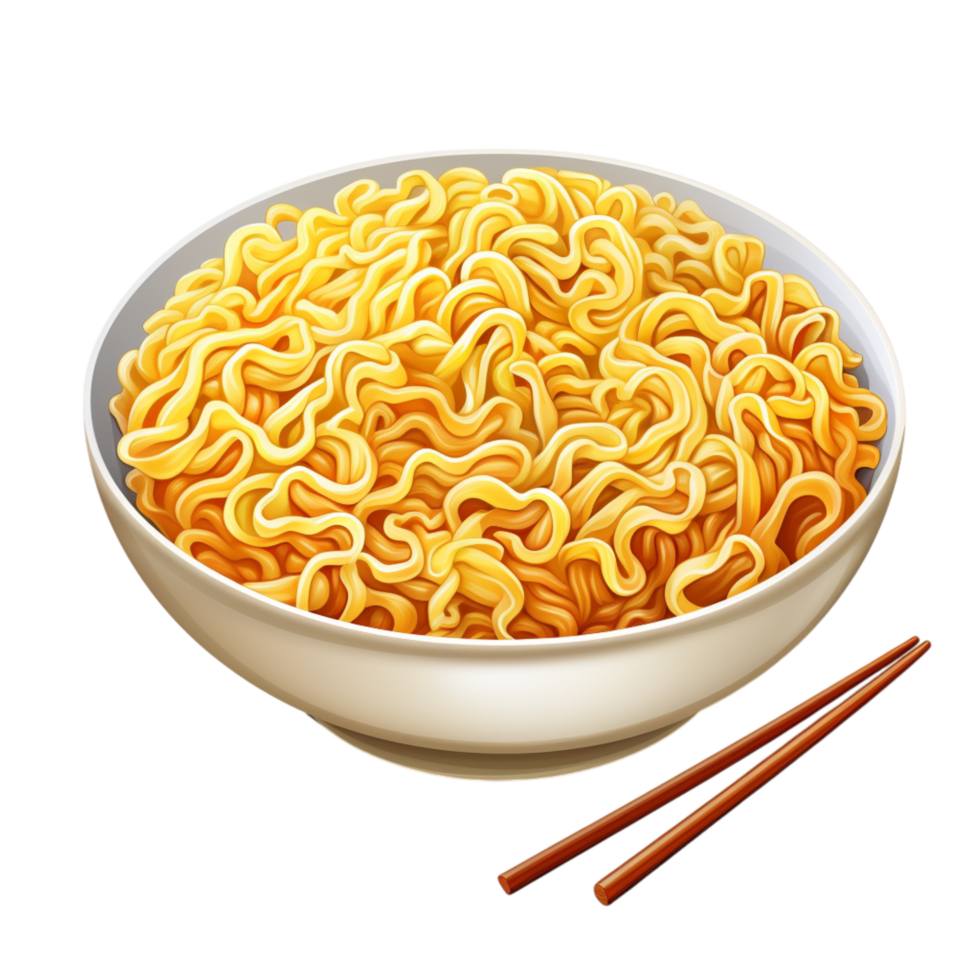 Bowl of dry instant noodles with a curly texture png