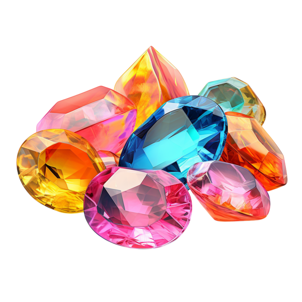 Sparkling gemstones in varied shapes and sizes png