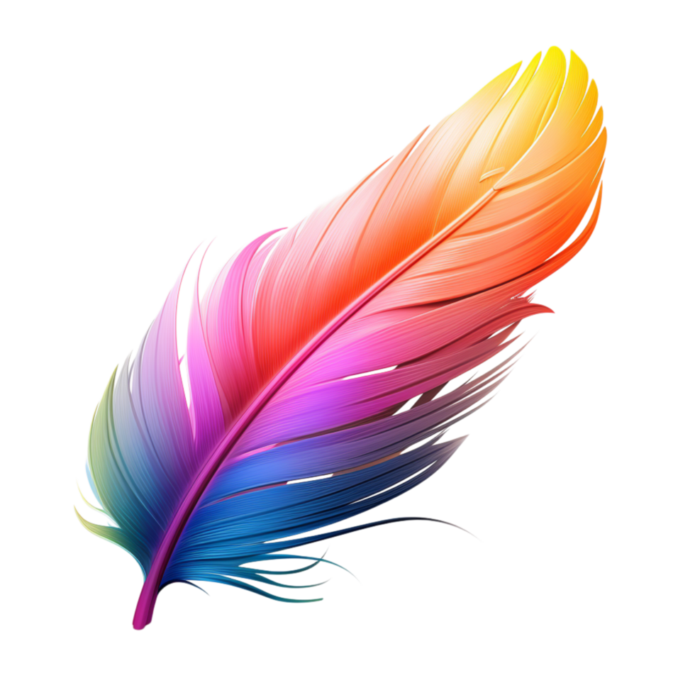 Vibrant feather with smooth texture and soft hues png
