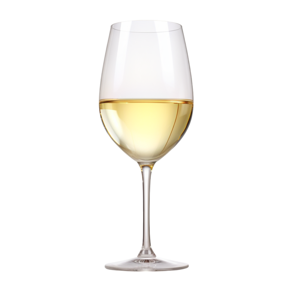 Glass of chilled white wine glowing with a golden hue png