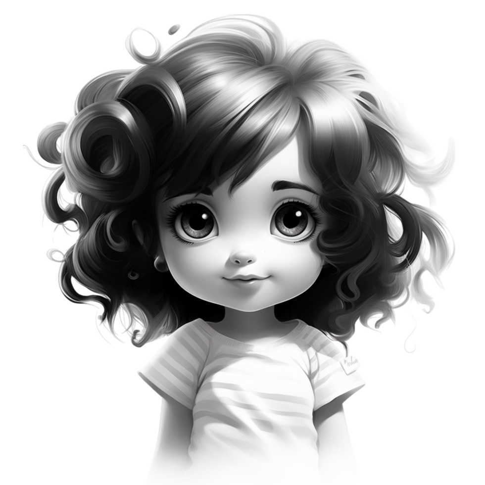 Sad, expressive black and white girl with large teary eyes png