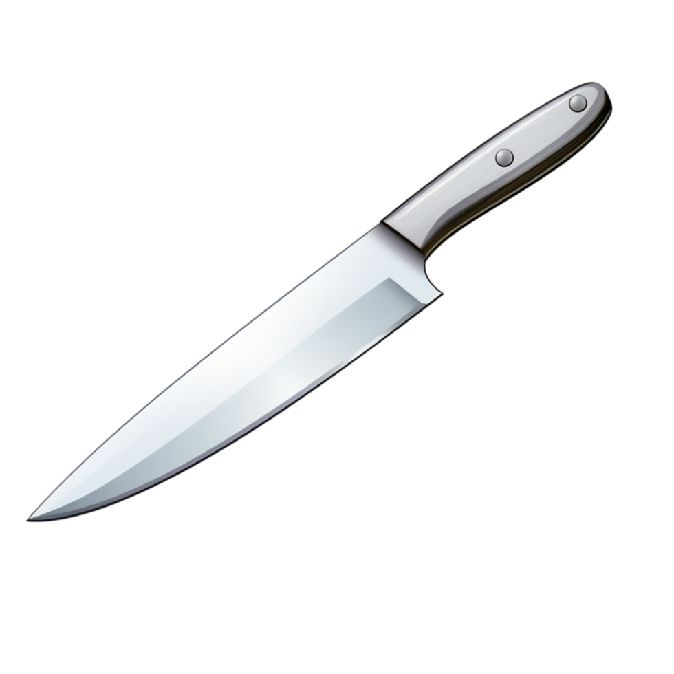 Sharp kitchen knife with a sturdy wooden handle png