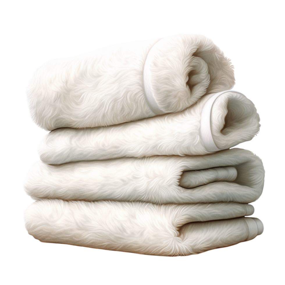 Stack of soft, fluffy white towels neatly organized png