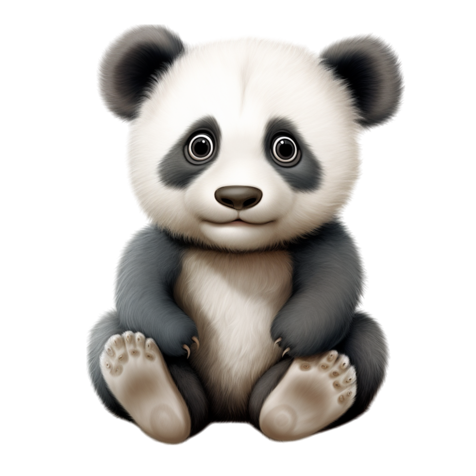 Adorable baby panda sitting with a curious expression png