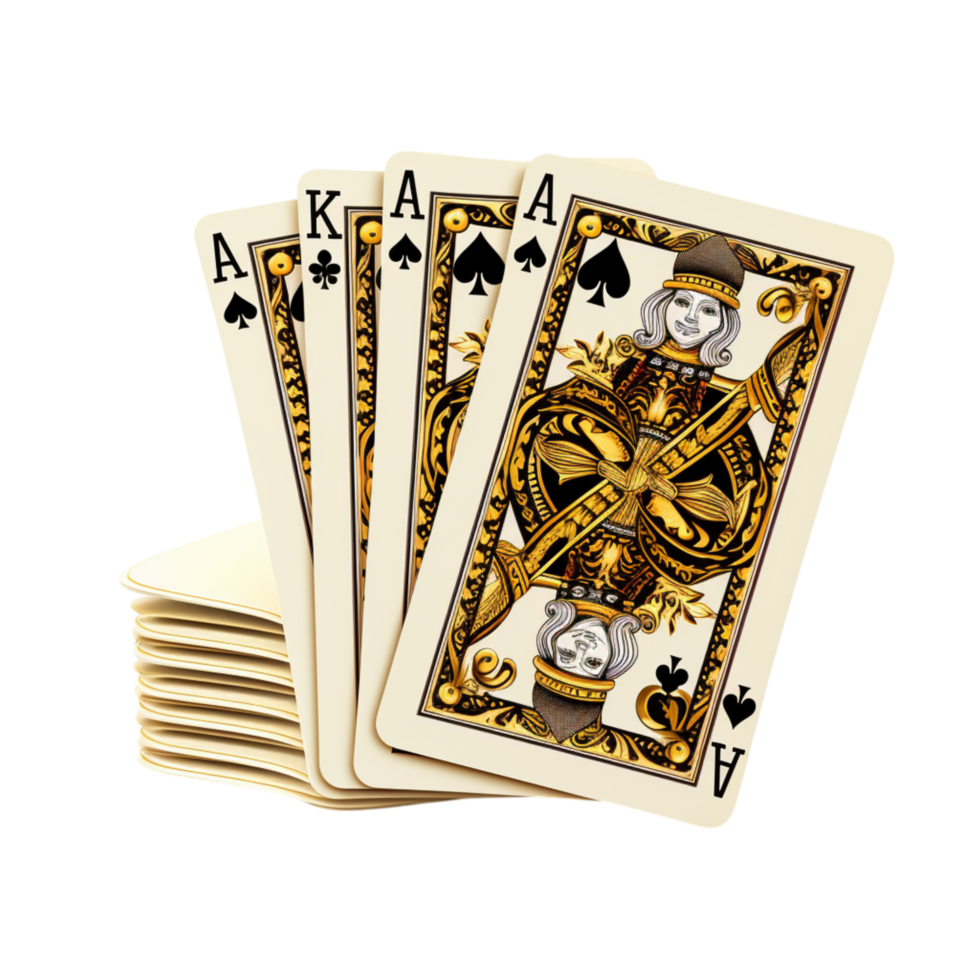 Stack of playing cards with the ace of hearts on top png
