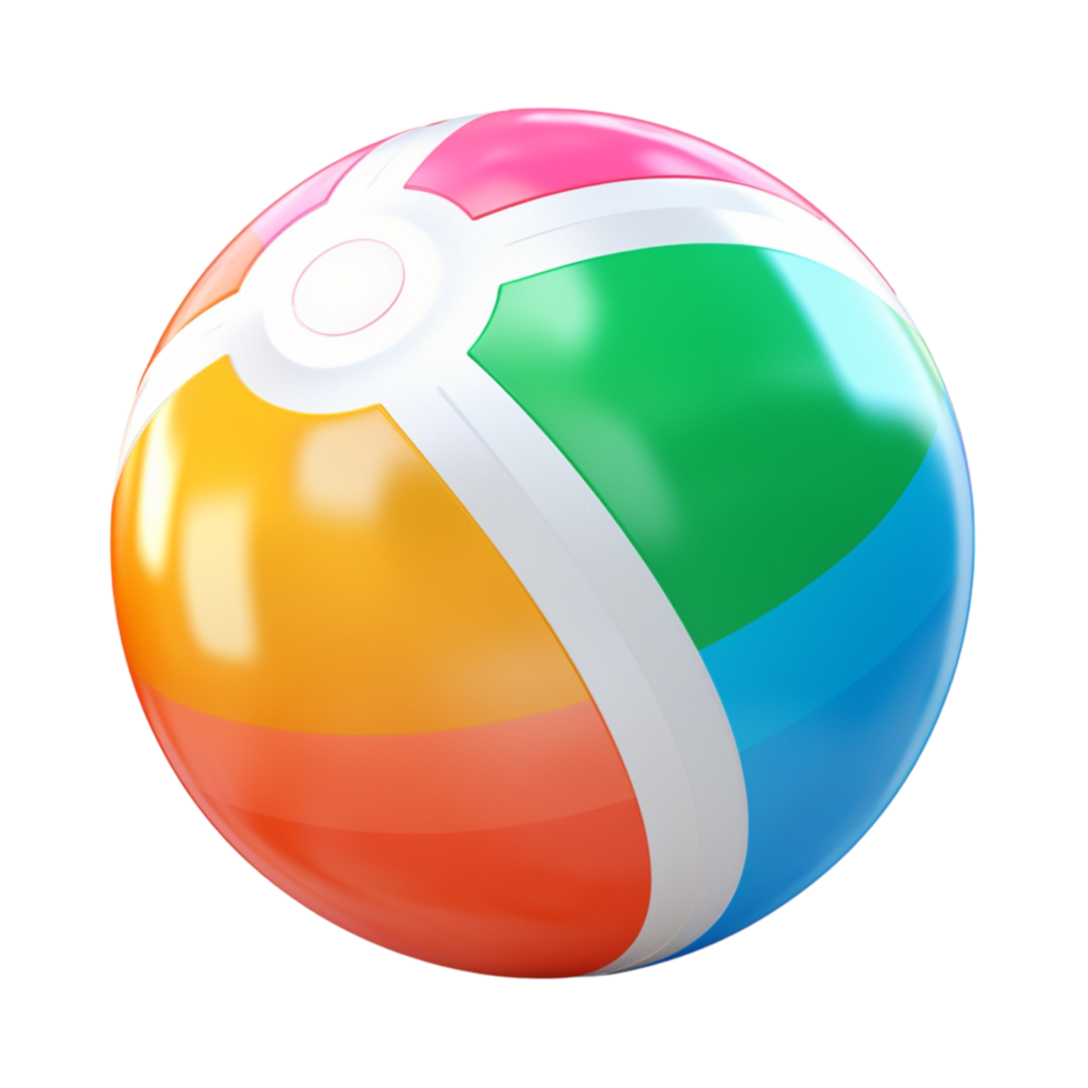 Vibrant multicolored beach ball with a glossy surface png