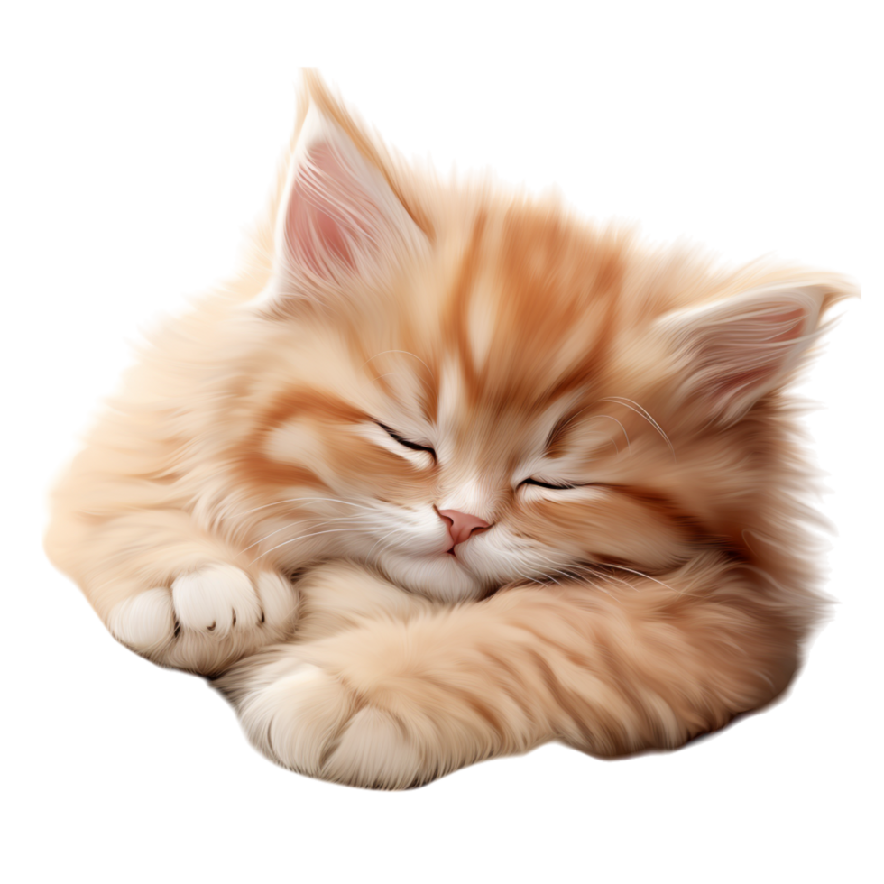 Fluffy white kitten resting peacefully on soft fur png