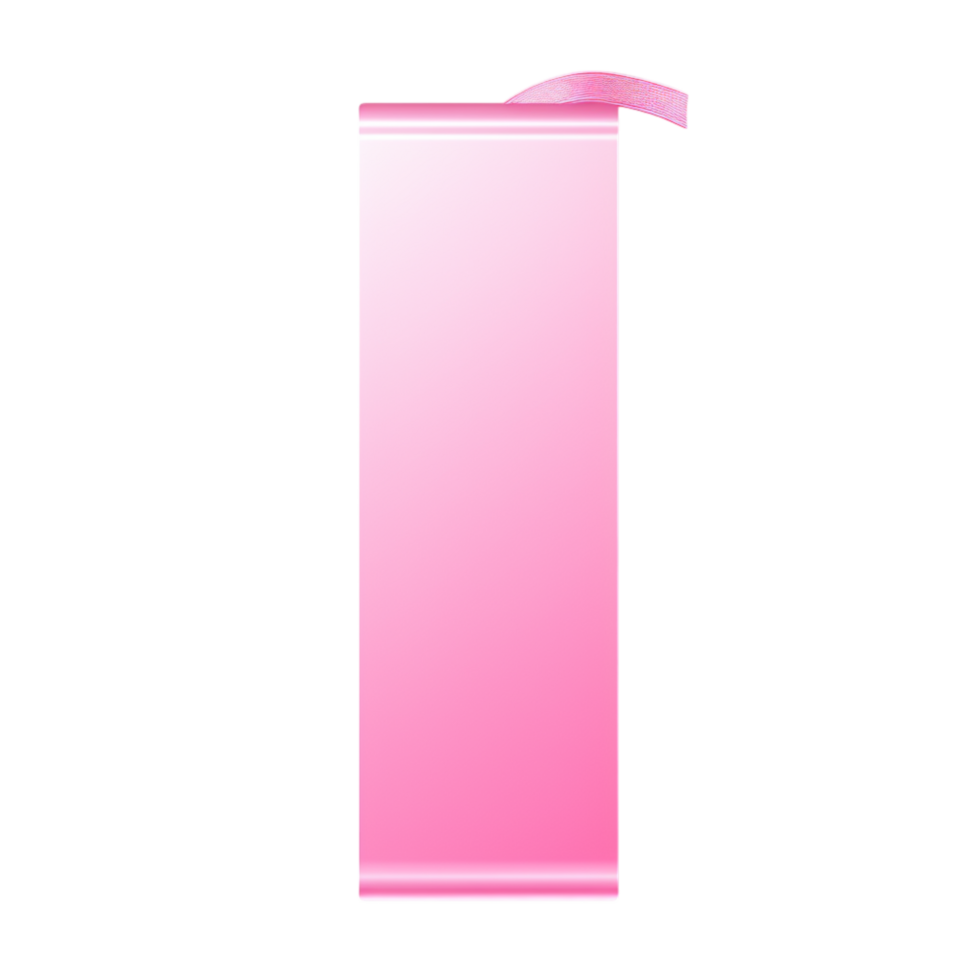 Glossy pink bookmark with a ribbon loop hanging at the top png