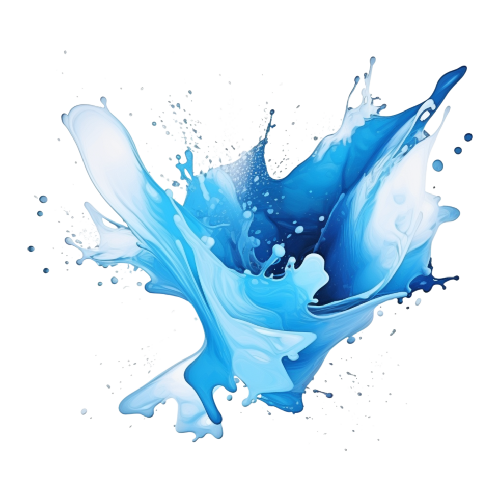 Dynamic splash of blue captured mid-air in fluid motion png