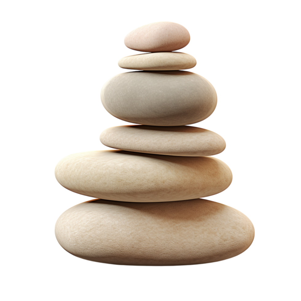 Balanced stack of smooth oval-shaped stones arranged in descending size order png