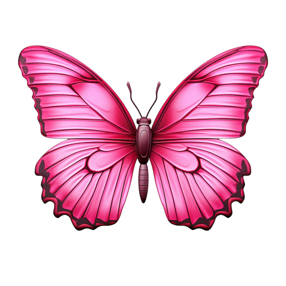 Vibrant pink butterfly with symmetrical wings and intricate patterns png
