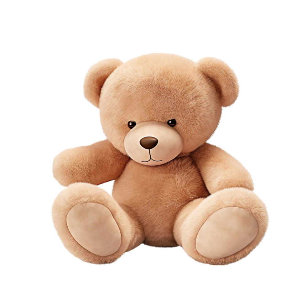 Soft and cuddly brown teddy bear sitting on a plain background png