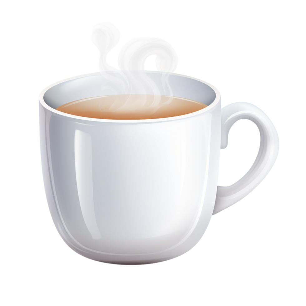 Simple white ceramic mug with a smooth curved handle png