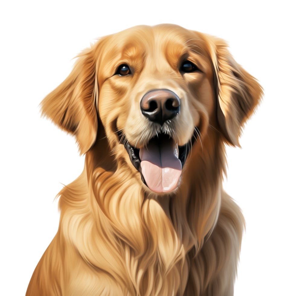 Happy golden retriever dog with a shiny coat and a friendly expression looking forward png