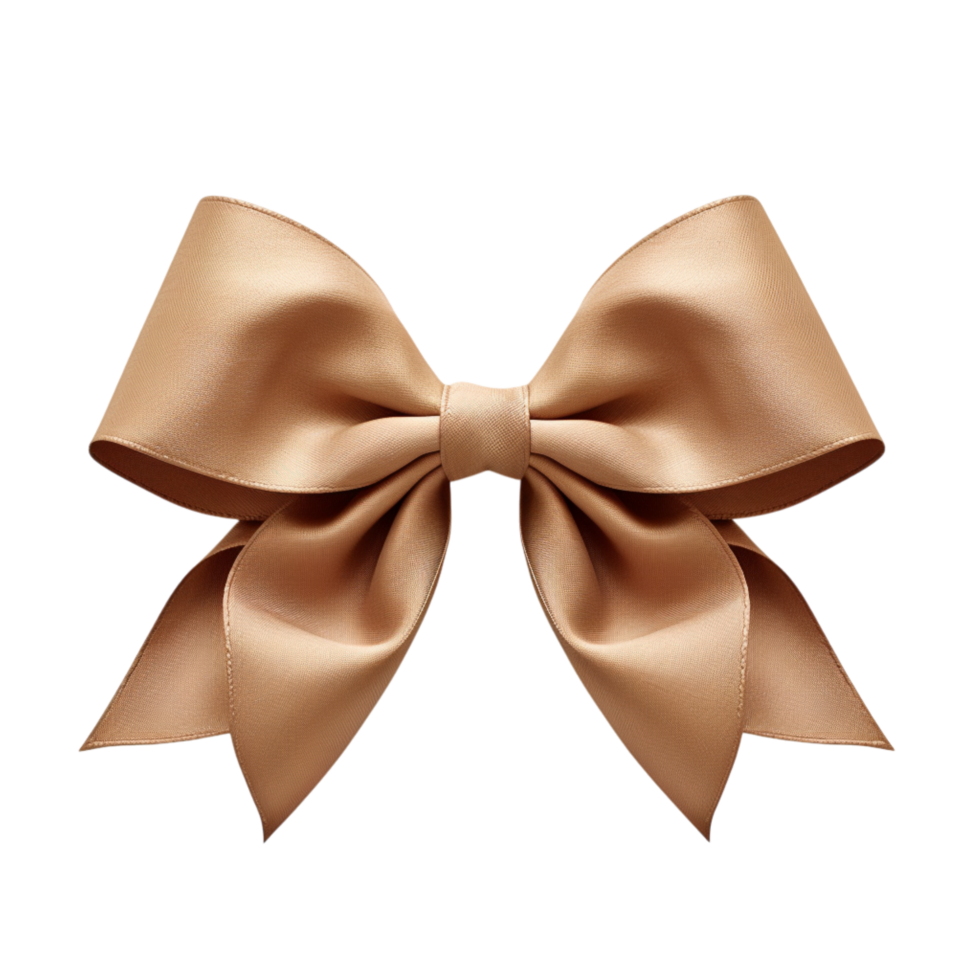 Elegant golden bow with neatly tied loops and a smooth silky texture in the center png