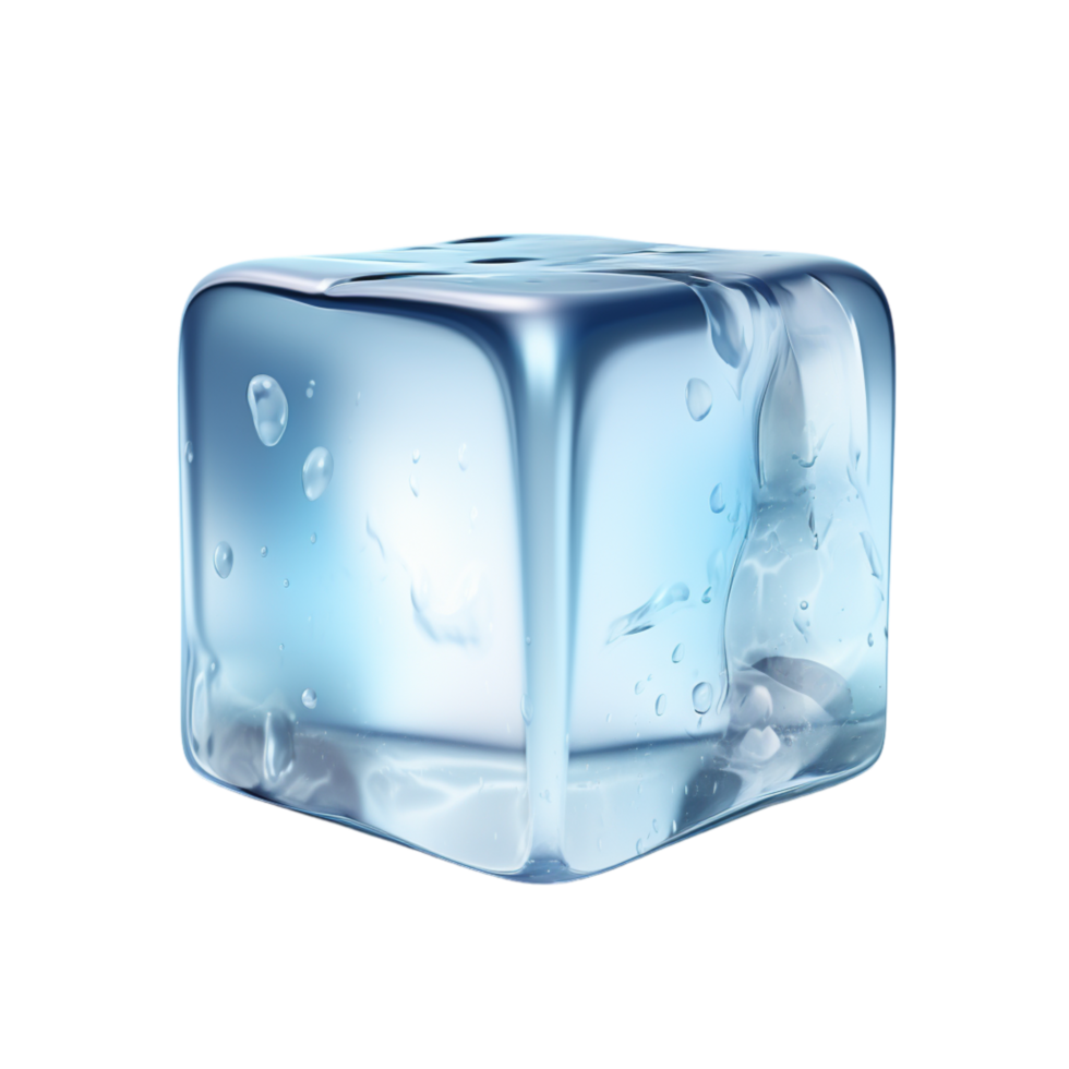 Melting ice cube with a glossy and chilled appearance png