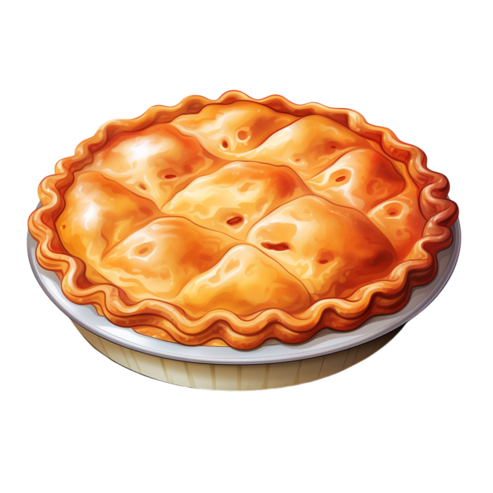 Freshly baked golden brown pie with a flaky, crispy crust png