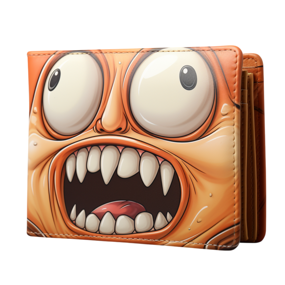 Stylish brown leather wallet with visible stitching and a button clasp png