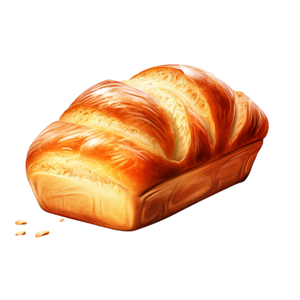 Freshly baked loaf of bread with a golden crust and soft fluffy texture png