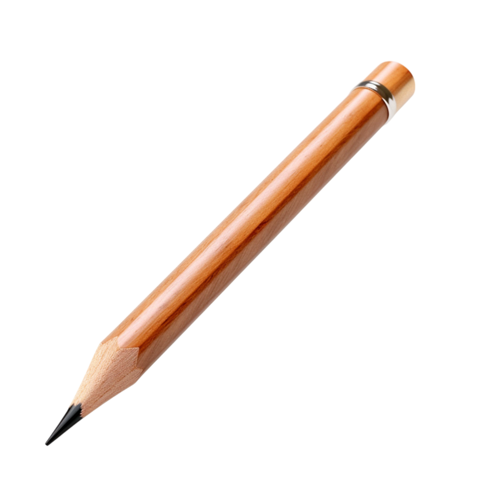 Classic yellow wooden pencil with a sharpened graphite tip png