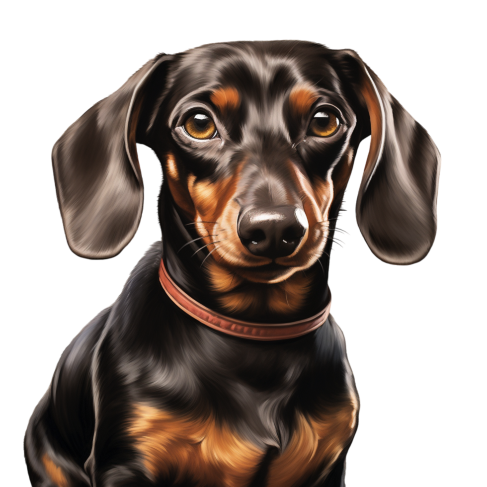 Adorable dachshund puppy sitting with shiny black and brown fur png