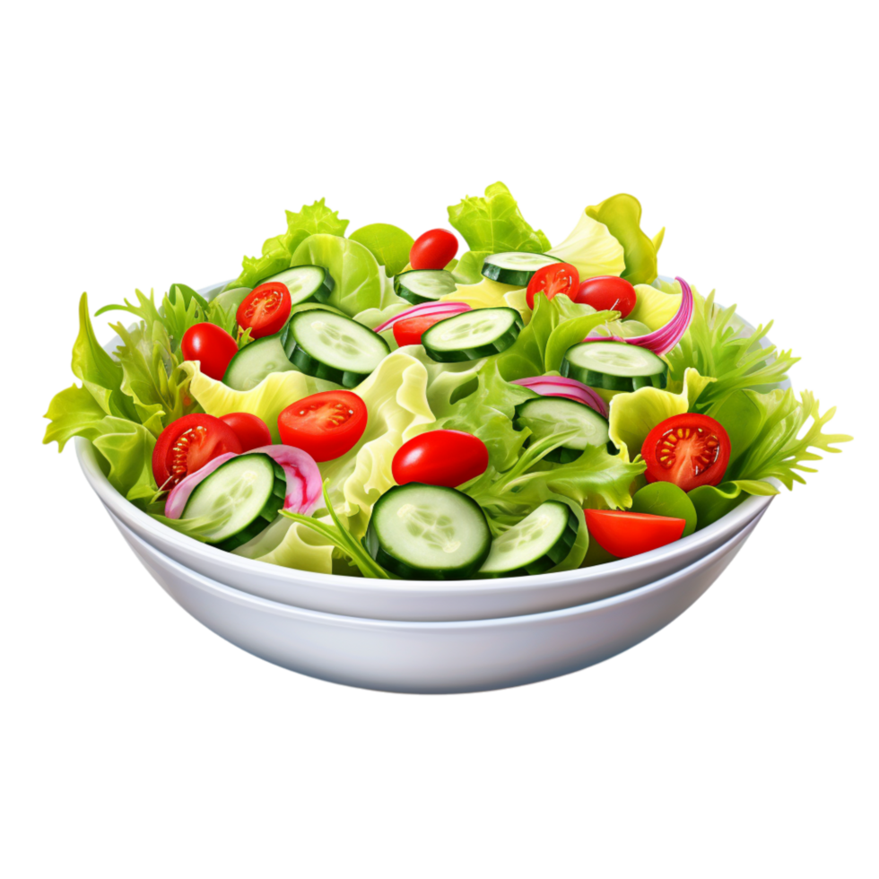 Fresh healthy salad with crispy lettuce, tomatoes, cucumbers, and peppers png