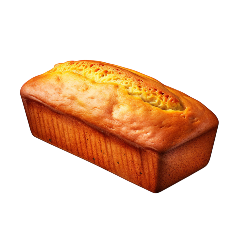 Freshly baked banana bread with a golden crust and a banana slice png