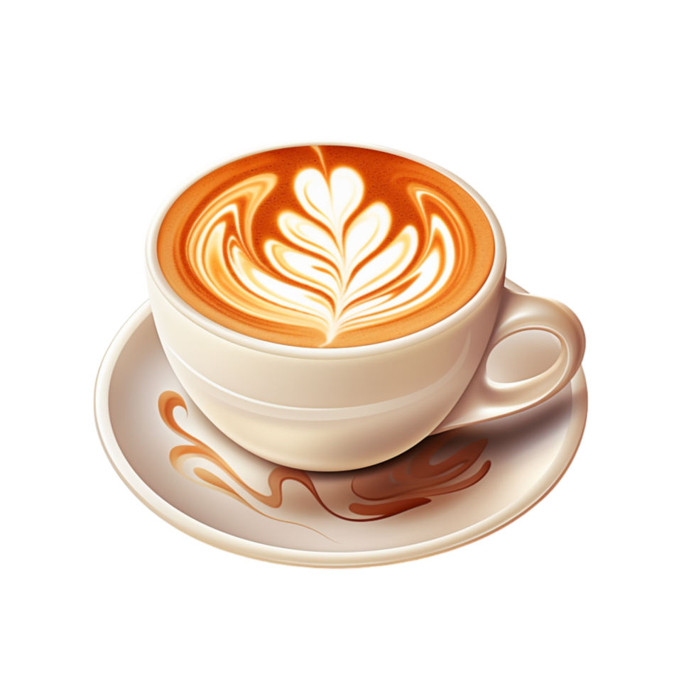 vapor copo do café com leite decorado com espuma arte png