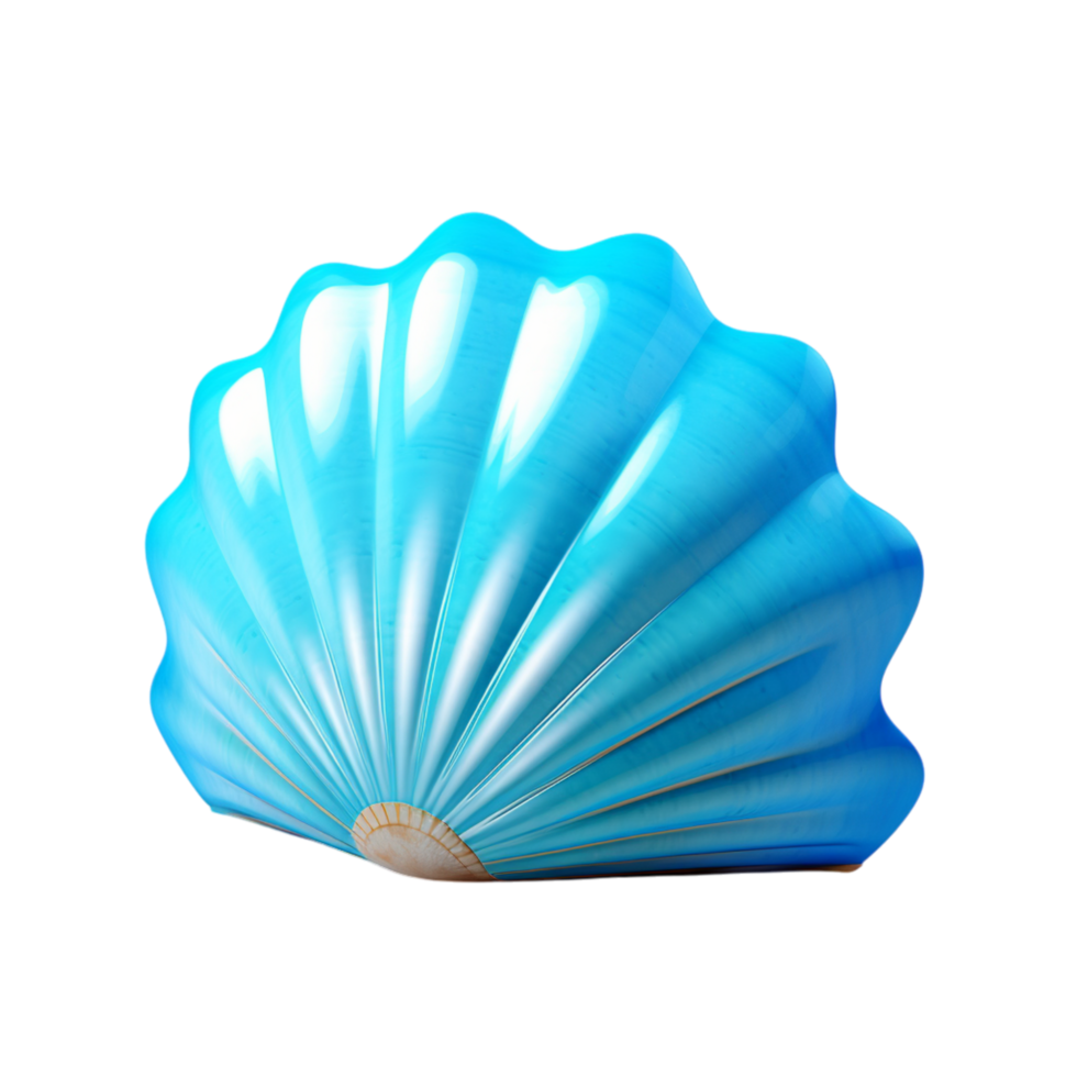 Detailed blue seashell with a glossy, smooth finish png