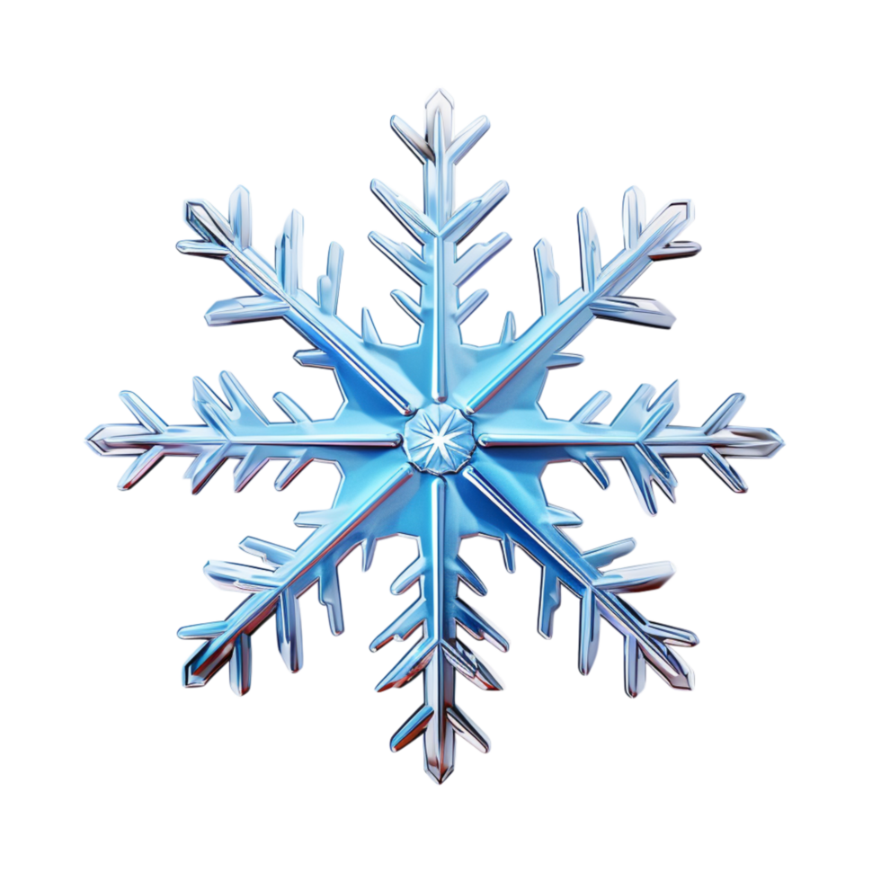 Intricate blue snowflake with symmetrical patterns png