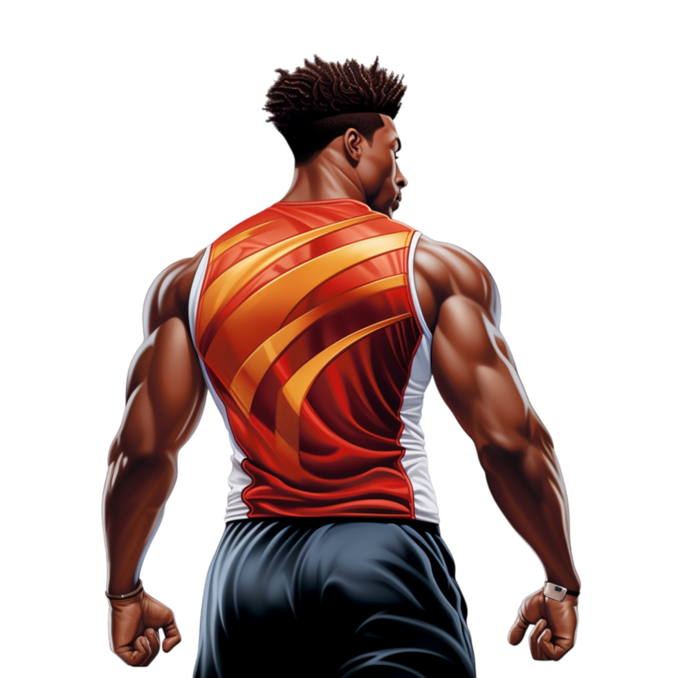 Futuristic warrior posing in a strong, confident stance png