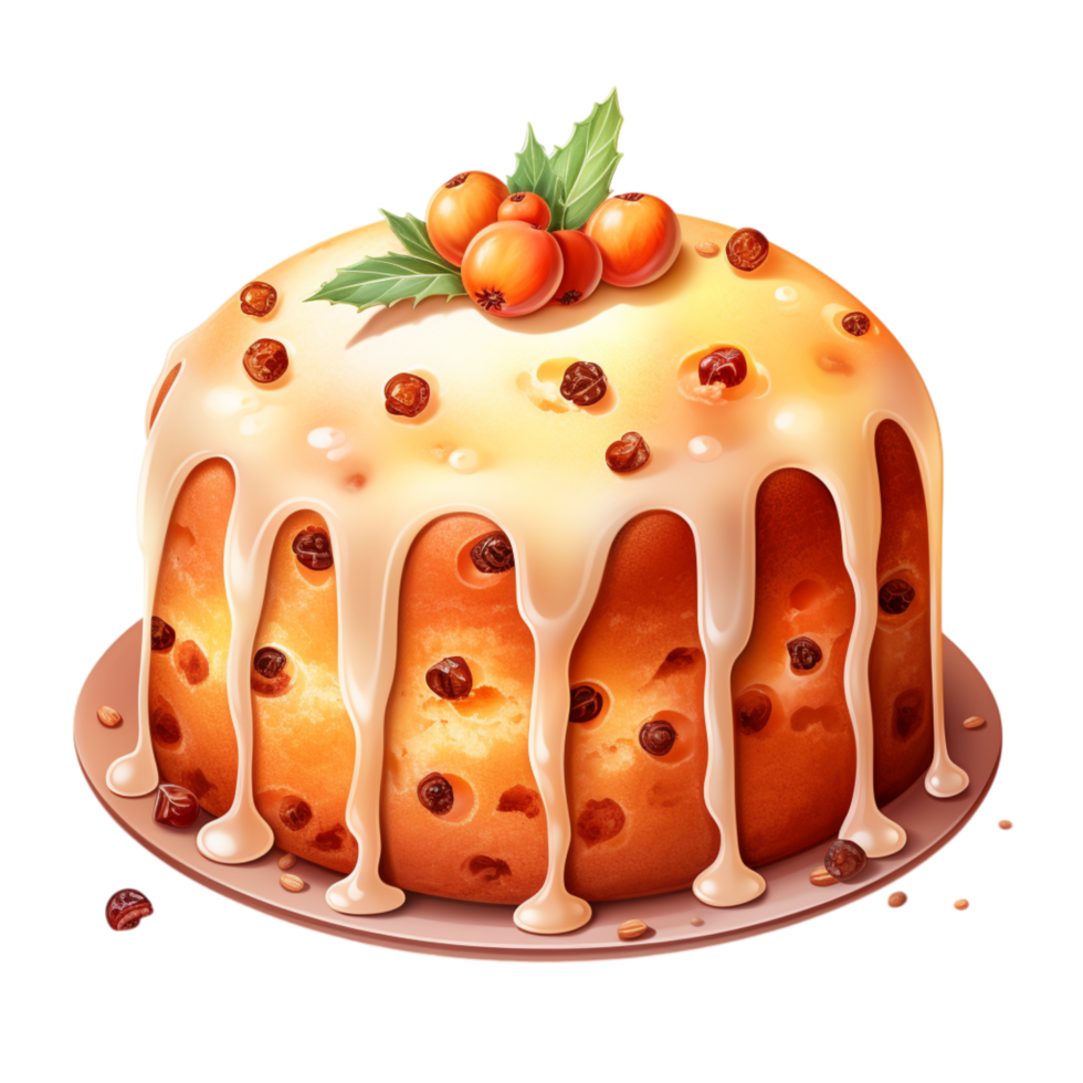 Sweet, fruity cake decorated with fresh berries and dried fruitss png