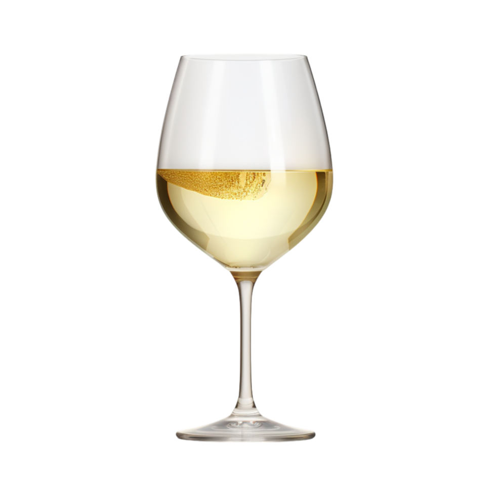 Glass of chilled white wine glowing with golden hues png