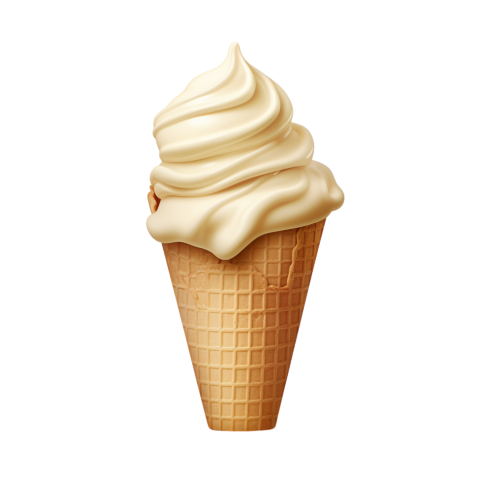 Ice cream cone swirled with creamy vanilla and caramel drizzlees png