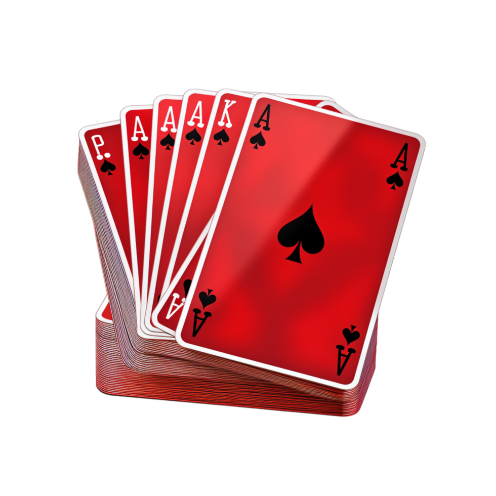 Stack of playing cards with the ace of hearts placed on top png