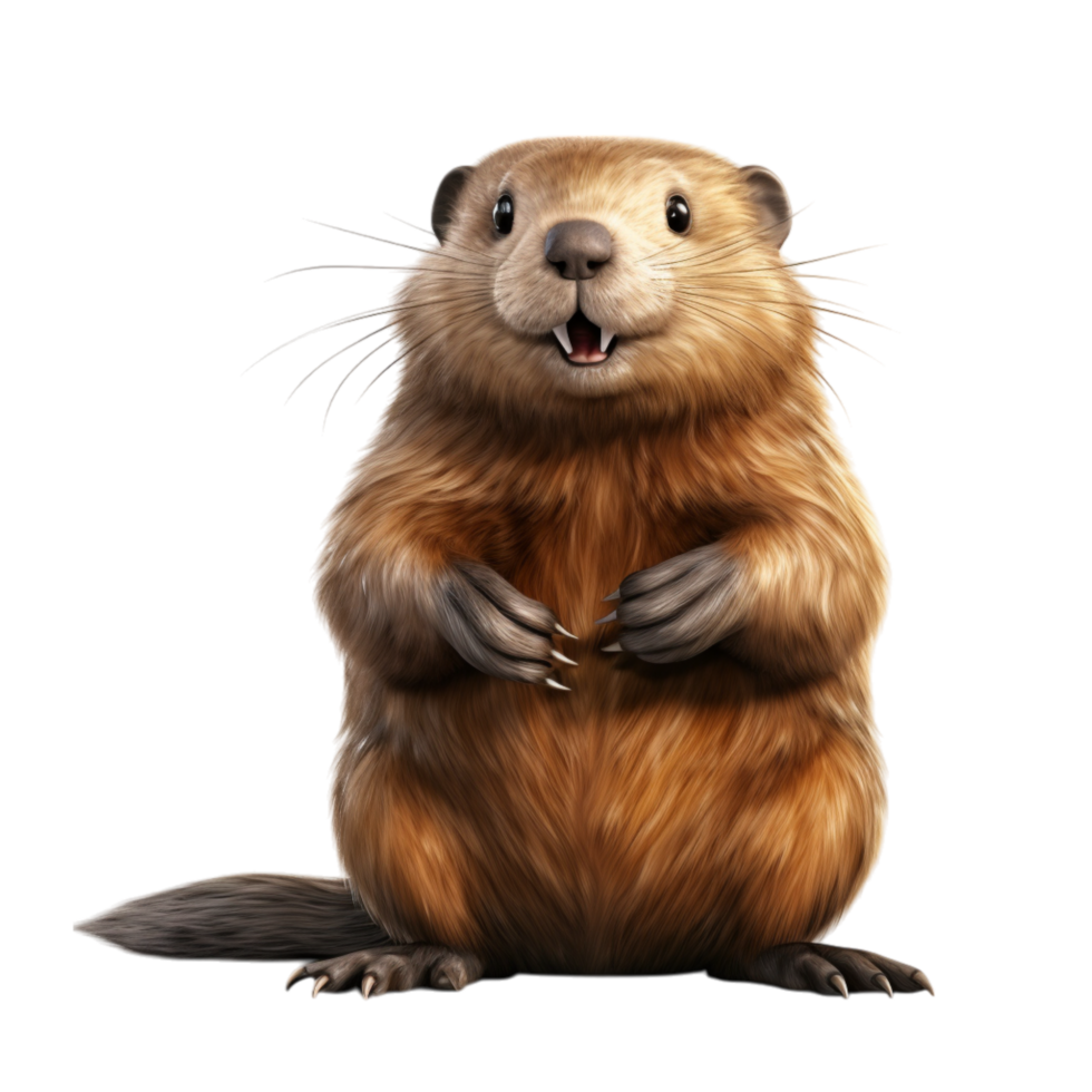 Furry groundhog standing upright with an alert expression png