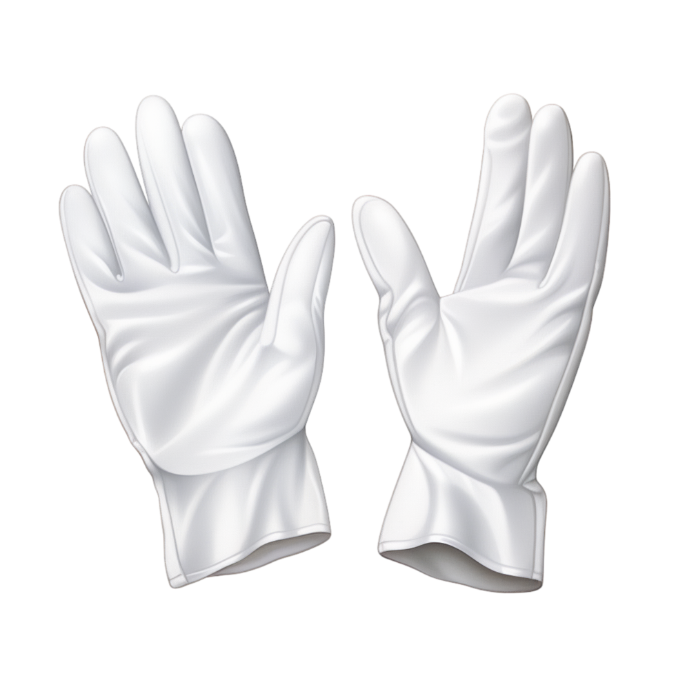 Pair of elegant white gloves with silky smooth texture png