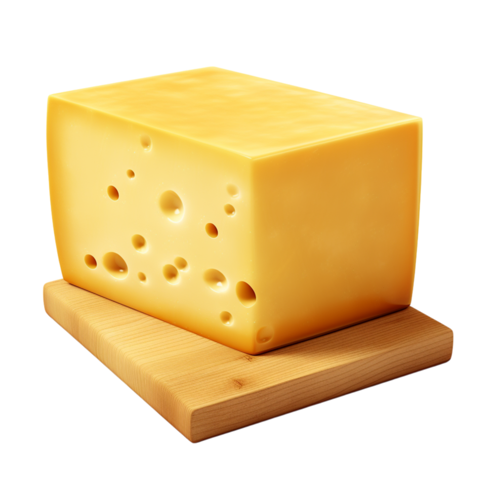 Chunk of yellow Swiss cheese with distinctive holes png