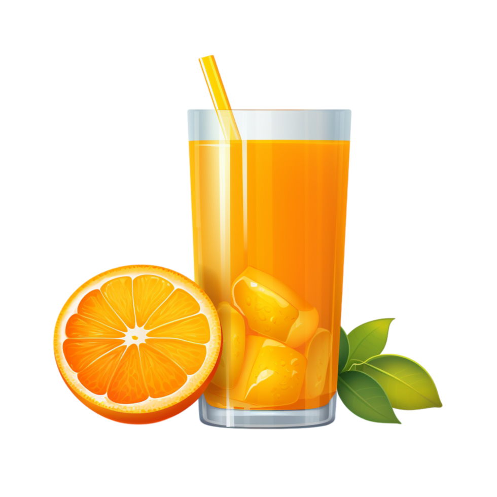 Refreshing glass of orange juice accompanied by fresh orange slices png
