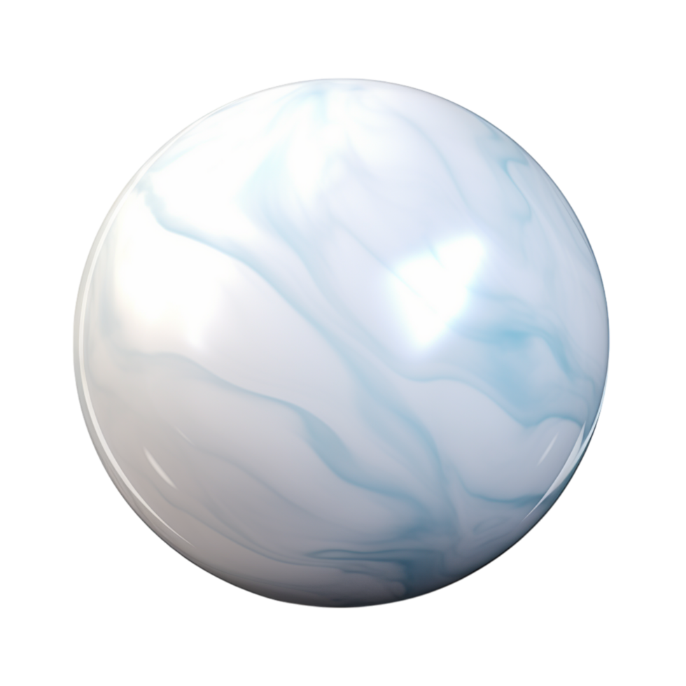 Smooth marble sphere with a white and gray pattern reflecting soft light png