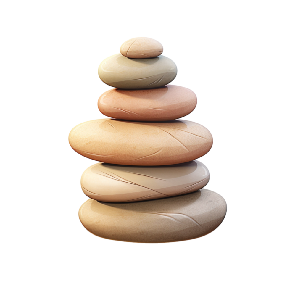 Balanced stack of smooth oval stones arranged in descending size order png