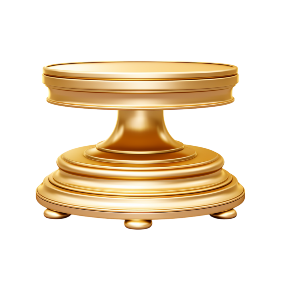Golden pedestal with a polished surface and sturdy square base png