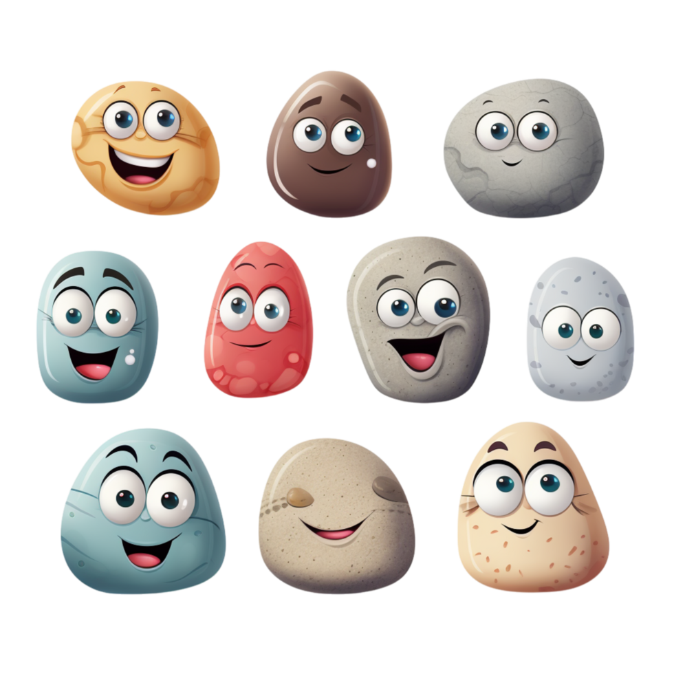 Balanced stack of smooth stones in various earthy shades png