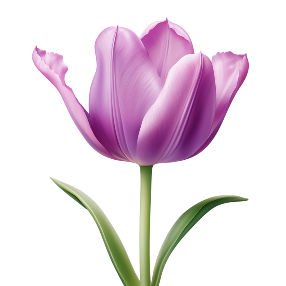 Elegant purple tulip with sleek petals and a graceful stem png
