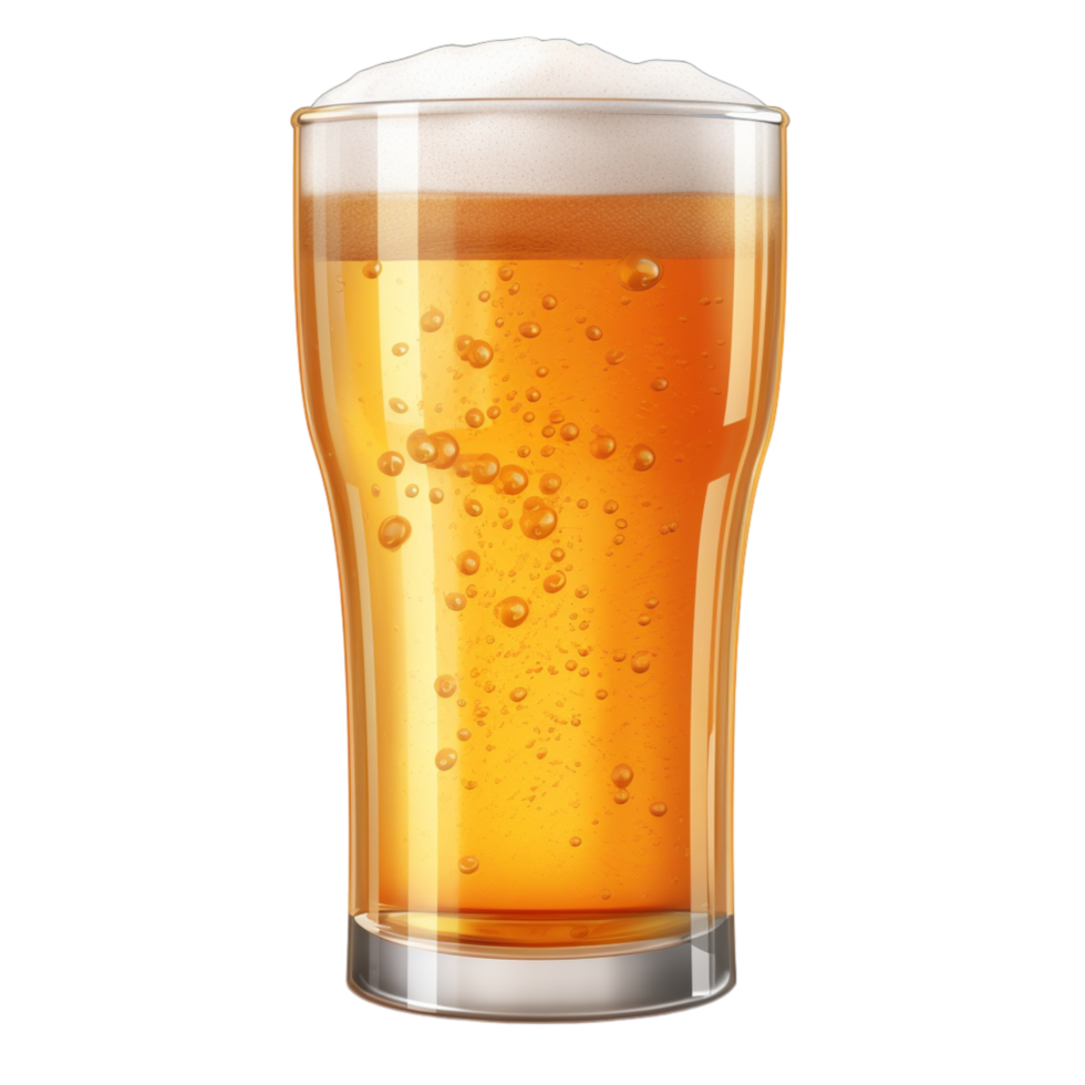 Chilled frothy golden beer with bubbles steadily rising png