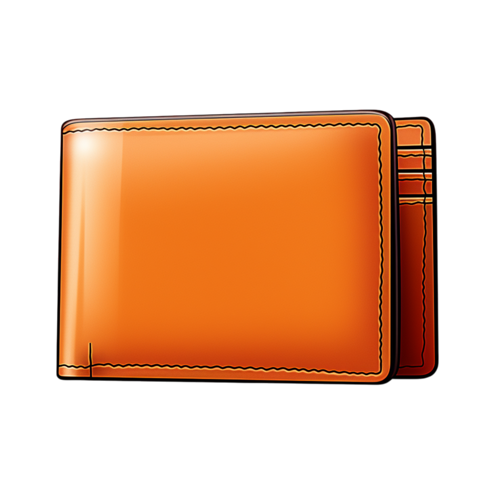 Stylish brown leather wallet with visible stitching and a secure button clasp png