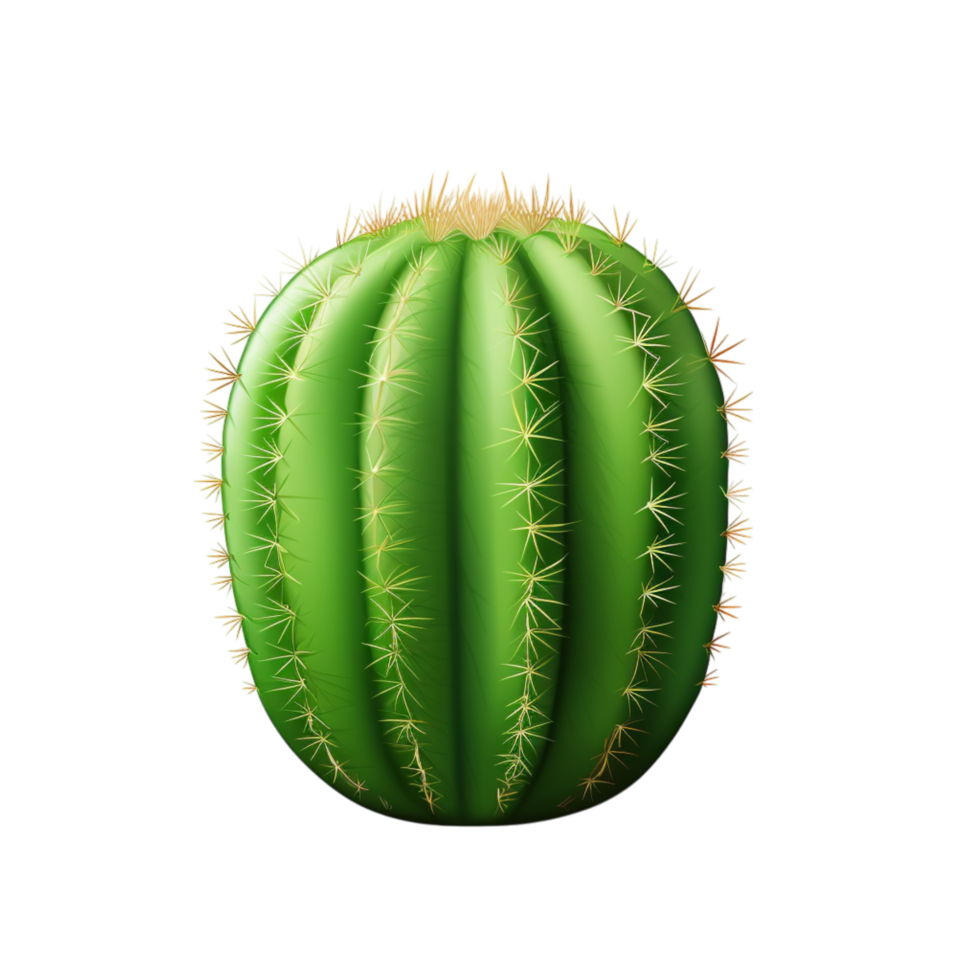 Small green cactus with sharp spines in a round pot png